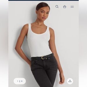 Vintage Ralph Lauren size large off white cotton tank top. {304}